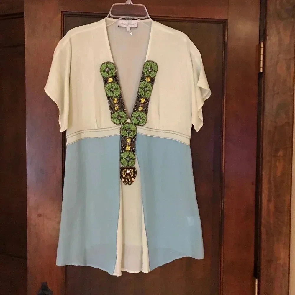 Paul & Joe Paris Beaded 100% Silk Tunic Never Worn